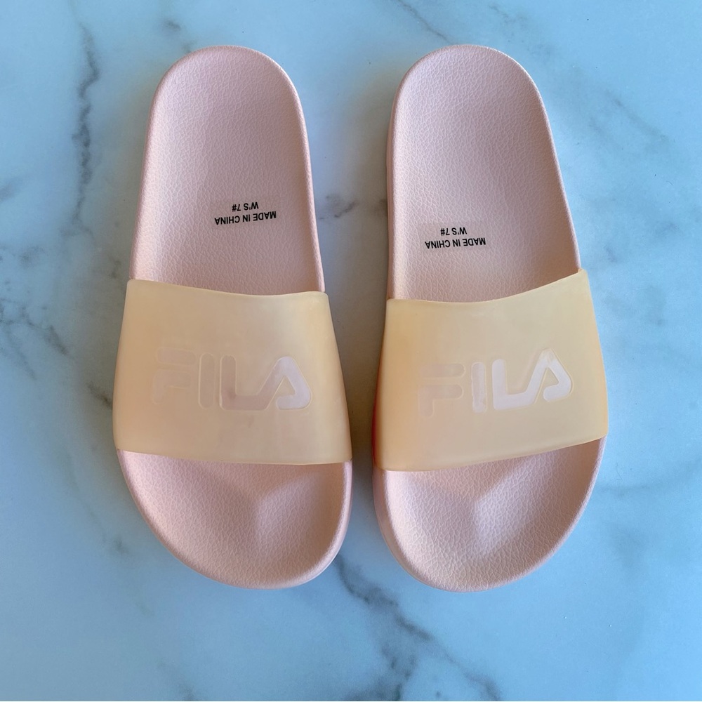 FILA Pink & Translucent Peach Drifter Molded Lux Summer Pool Slide Sandals